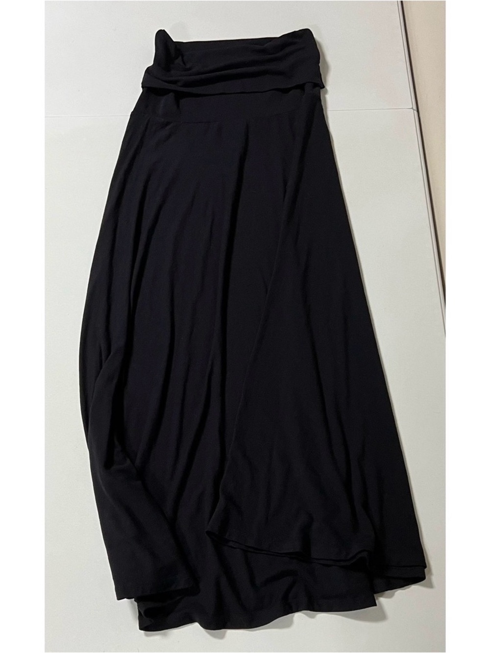 I.N.C. International Concepts Black Solid Foldover Maxi Skirt Bottoms Size S 🖤